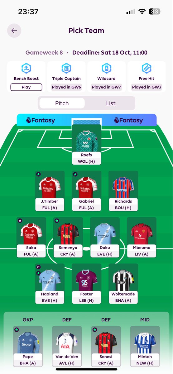 Enzo_FPL's tweet image. Help me out please #FPLCommunity 🚨 

Should I play my bench boost? 

I’m just holding onto it as it’s my only chip remaining having used my TC, FH, and WC. 

Any thoughts? #GW8