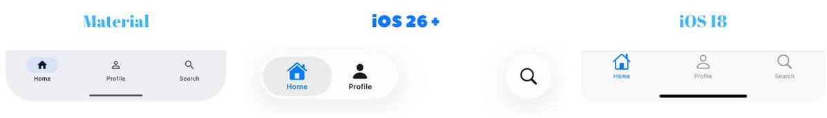 mahersafadii's tweet image. a new huge Flutter package has just been released, its called adaptive_platform_ui, it provides adaptive components for iOS and Android, but for iOS 26 it uses native views to get Liquid Glass, it's experimental and mentions not to use in prod, but it's pretty cool