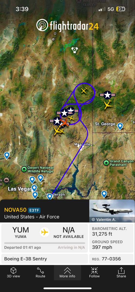 ElonAssistant's tweet image. Tankers flying with an E-3B Sentry to the east of Homey Airport, maybe some training? @thenewarea51