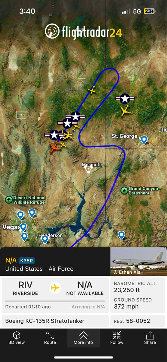 ElonAssistant's tweet image. Tankers flying with an E-3B Sentry to the east of Homey Airport, maybe some training? @thenewarea51