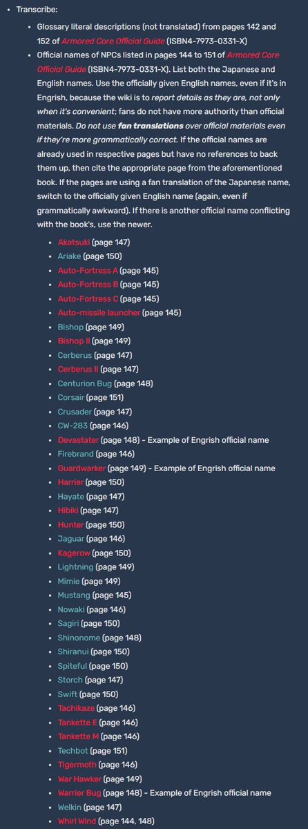 armoredcorewiki's tweet image. For those interested in volunteer work, the wiki has a To-Do List at armoredcore.fandom.com/wiki/User_blog… which can be accomplished by anyone. See the attached images for task examples.

The wiki relies entirely on volunteers, so any would be useful.
#アーマードコア #ArmoredCore #FromSoftware