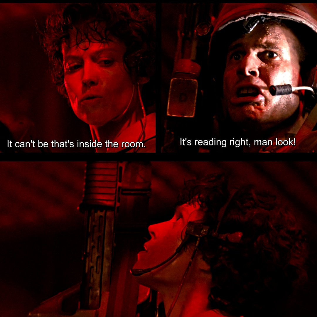 aliensexpanded's tweet image. “That’s inside the room!”
As the beeping accelerates, the walls close in - literally. This scene masterfully blends sound design, lighting, and tension, turning sci-fi into pure horror.

💬 How did this moment make you feel on your first watch?

#Aliens #MotionTracker