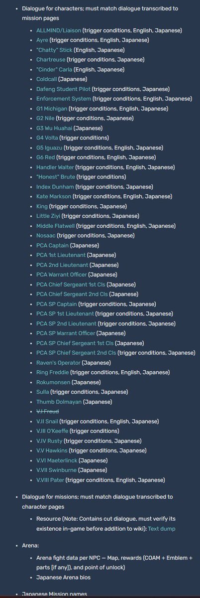 armoredcorewiki's tweet image. For those interested in volunteer work, the wiki has a To-Do List at armoredcore.fandom.com/wiki/User_blog… which can be accomplished by anyone. See the attached images for task examples.

The wiki relies entirely on volunteers, so any would be useful.
#アーマードコア #ArmoredCore #FromSoftware