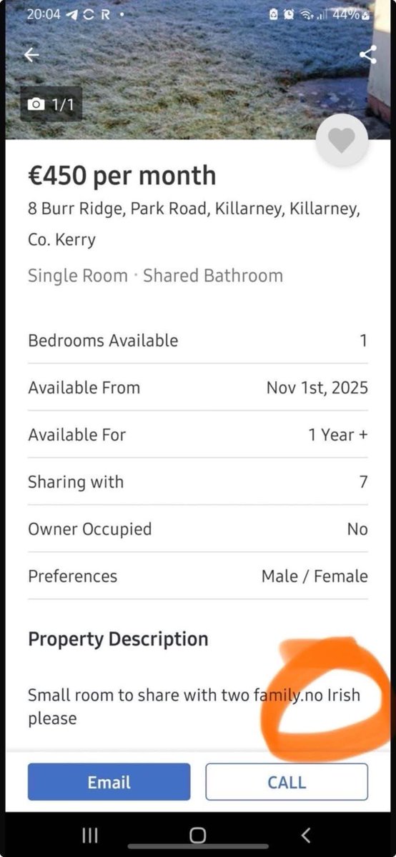 Now imagine if an Irish person said this about another ethnicity saying that they aren’t welcome to rent this property. The uproar would be massive and would be all over the news. Shocking.
#irelandbelongstotheirish