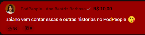 De bobeira na live conversando sobre histórias do passado com o Brucin e não esperava receber essa mensagem do pessoal do PodPeople  Dr. Ana Beatriz 🙏🥰