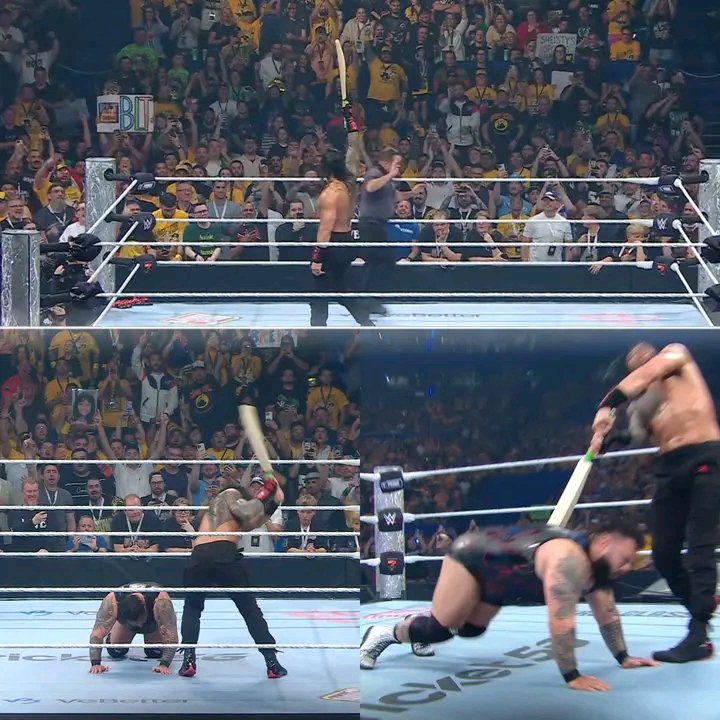 RomanEmpireOtc1's tweet image. This one&apos;s for the history books 🔥

Roman Reigns raising cricket bat in front of the WWE crowd... #RomanReigns #WWE #WWE2K25 #WWERaw #SmackDown