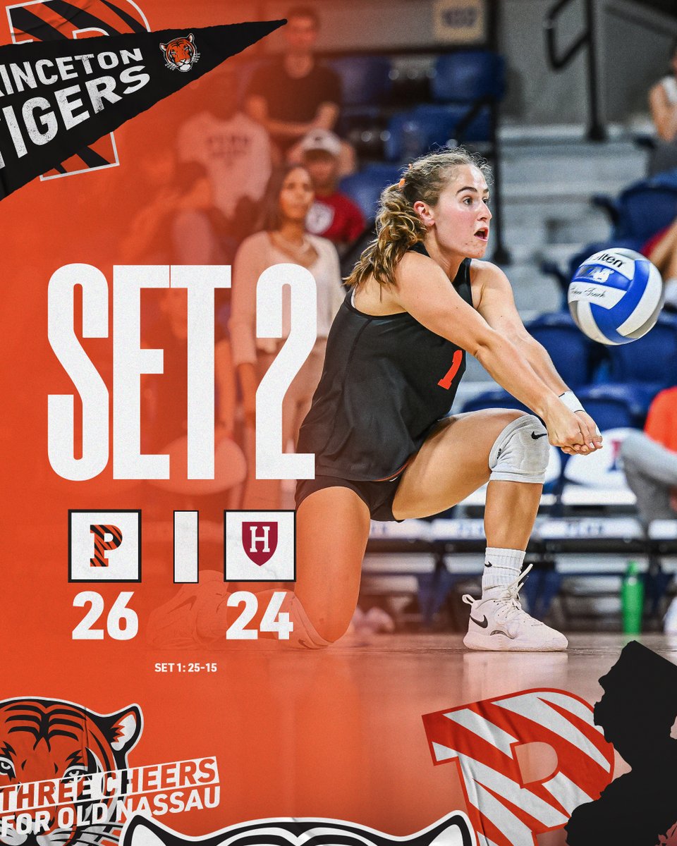 PrincetonWVB's tweet image. S2: Princeton 26, Harvard 24

The Tigers outlast the Crimson in the second set!

#NCAAWVB