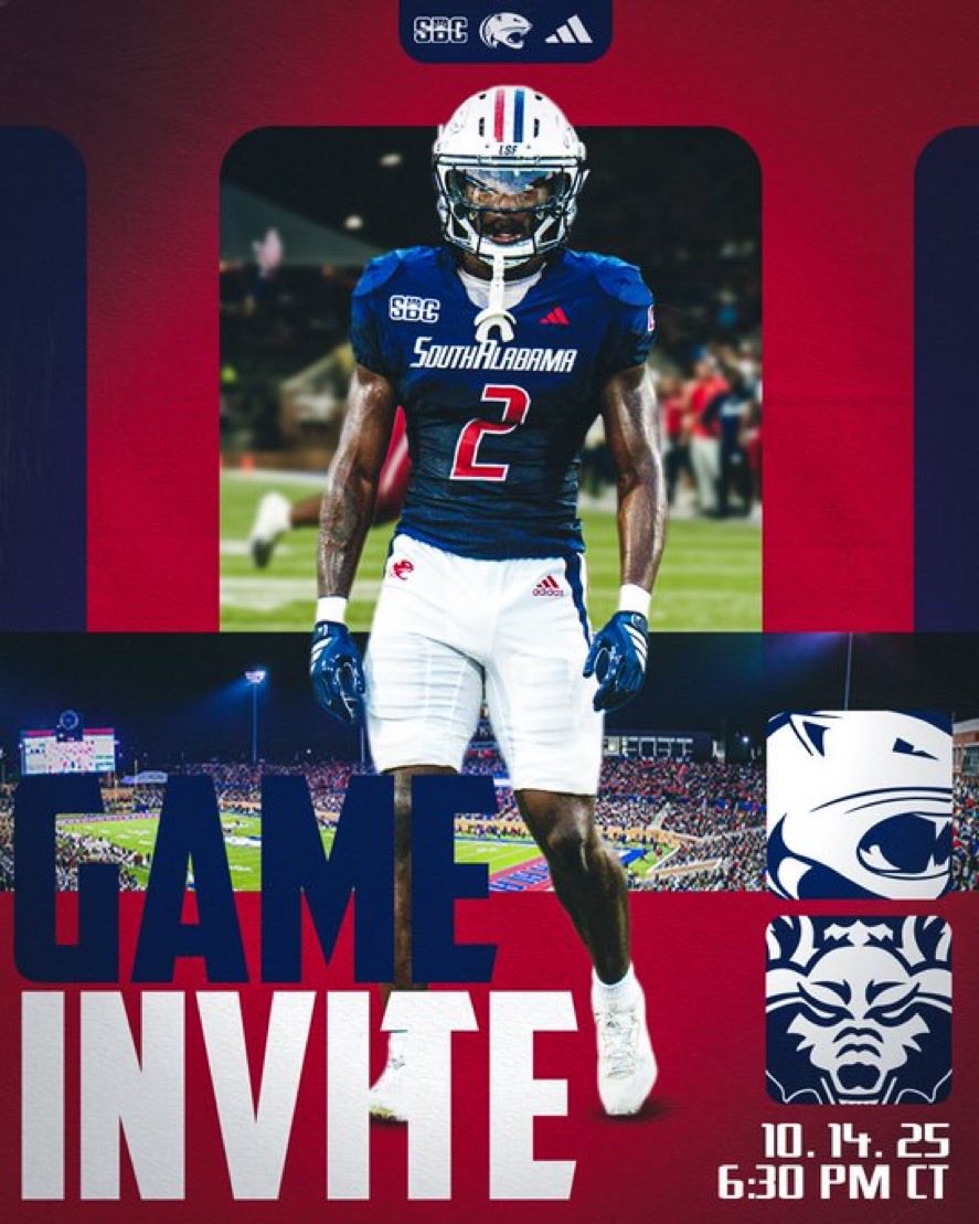 Caleb Shultz✝️ (@calebshultz16) on Twitter photo Thank you <a href="/SouthAlabamaFB/">South Alabama Football 🏈</a> for the 🏈 invite! Looking forward to the visit! See you Nov 1! Go Jags! <a href="/amburkett64/">Andrew Burkett</a>
<a href="/CoachApplewhite/">Major Applewhite</a>
<a href="/ericponio/">Eric Ponio</a>
<a href="/Trew30_/">Coach TREW</a>
<a href="/HHSPantherFB/">HHS Panther Football</a>
<a href="/CoachWi1burn/">Charlie Wilburn</a> Thank you <a href="/SouthAlabamaFB/">South Alabama Football 🏈</a> for the 🏈 invite! Looking forward to the visit! See you Nov 1! Go Jags! <a href="/amburkett64/">Andrew Burkett</a>
<a href="/CoachApplewhite/">Major Applewhite</a>
<a href="/ericponio/">Eric Ponio</a>
<a href="/Trew30_/">Coach TREW</a>
<a href="/HHSPantherFB/">HHS Panther Football</a>
<a href="/CoachWi1burn/">Charlie Wilburn</a>