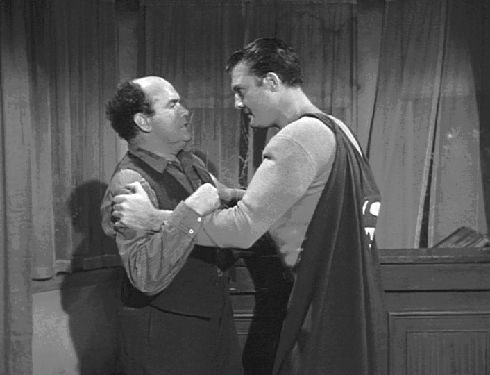 jimnolt's tweet photo. Thurs 10/11/51: Second day devoted to Evil Three. (Process shots with Hamilton, Hale, Reeves done on Sat, Oct 13.) Kent's side of both phone conversations &amp; Superman's arrival at hotel done on this Thurs. Only two more days of first season work left for cast of Adv of Superman. https://t.co/sjkaXL0UPg
