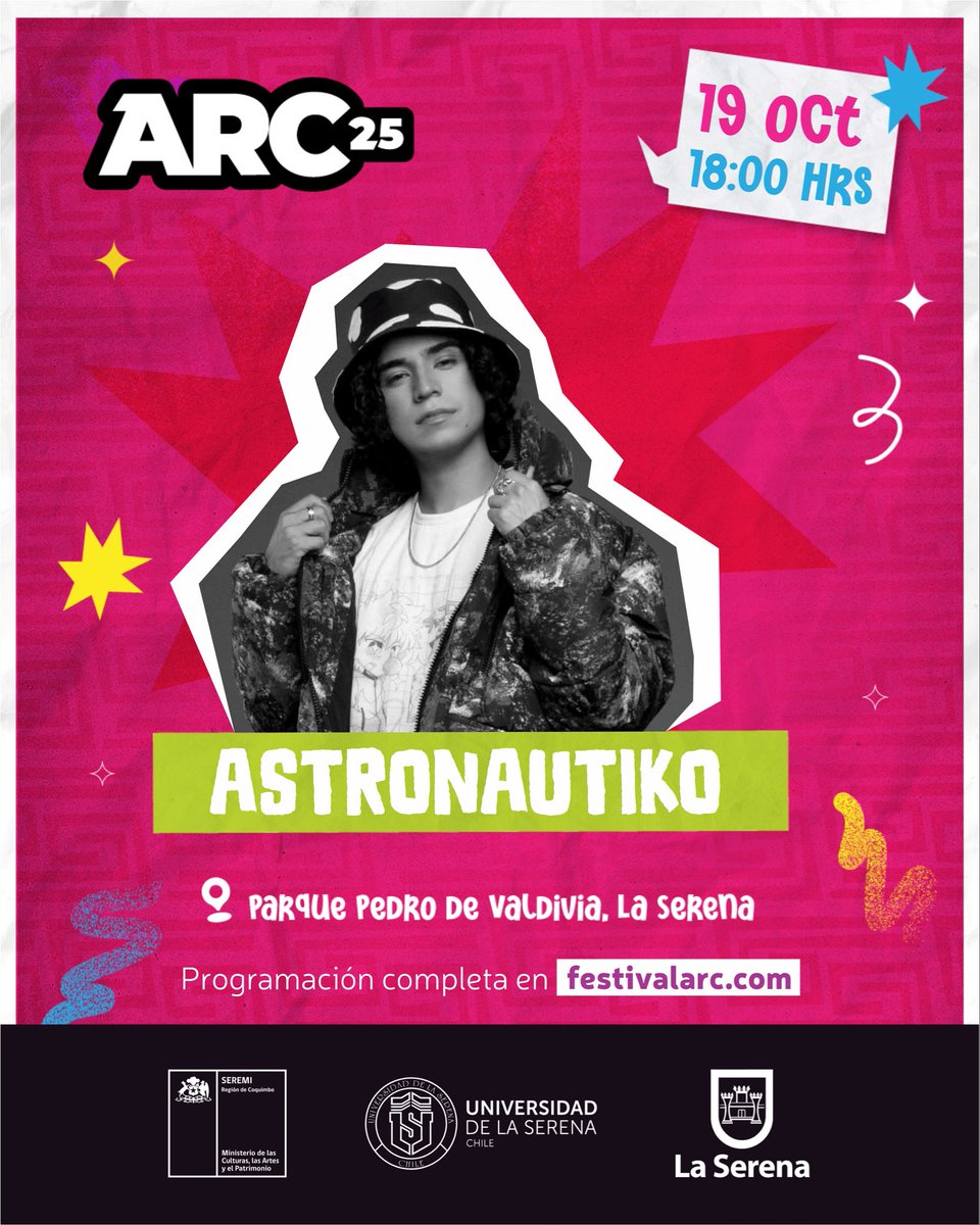 Los ritmos latinos y la música urbana se harán presentes en Festival ARC 2025 junto a Astronautiko 🚀.

El artista será parte de la segunda jornada del evento, el domingo 19 de octubre.