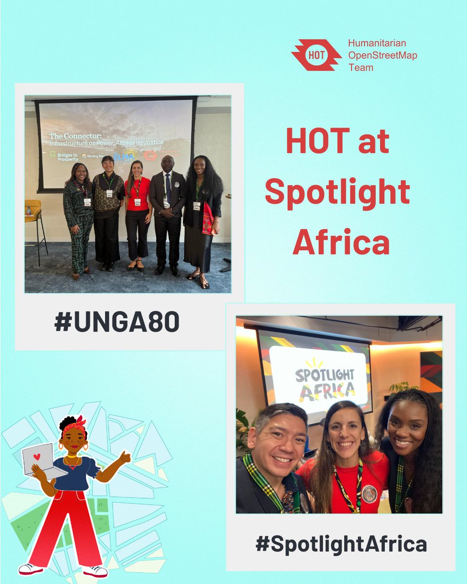 hotosm's tweet image. HOT’s Tech Partnership &amp;amp; Engagement Lead, Petya Kangalova, joined #UNGA80 sessions including Spotlight Africa. 

We also connected with partners at @ConcordiaSummit, Panorama Global, @UNRefugeeAgency &amp;amp; Caribbean CoLab.