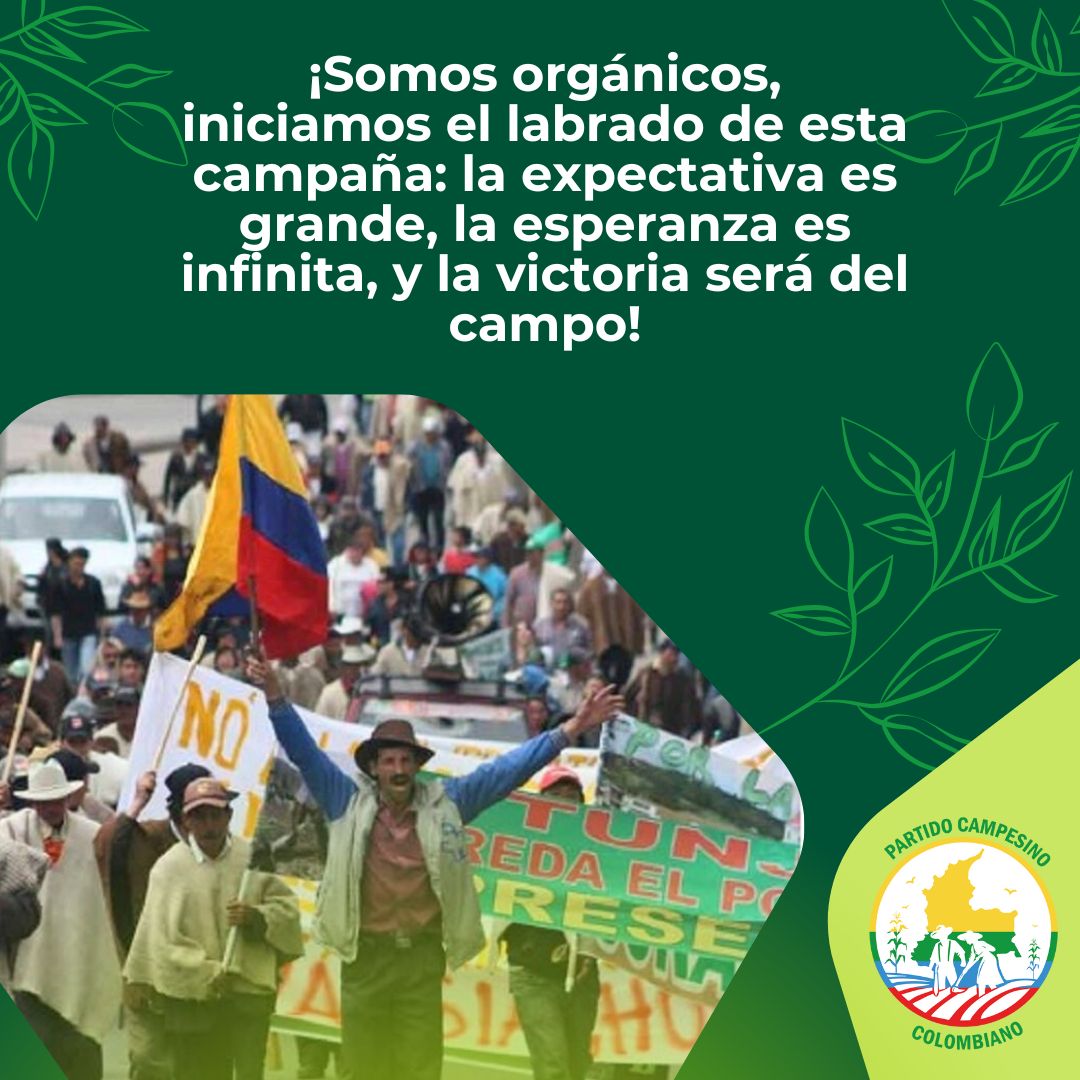 pcampesinocol's tweet photo. Con la frente en alto y el corazón en la tierra, empezamos a trazar el camino de esta gran jornada.

Nuestro compromiso es genuino con el #campesinadocolombiano

#PartidoCampesinoColombiano #campesinovotacampesino #campesinadovivo https://t.co/l7NHixUPq9
