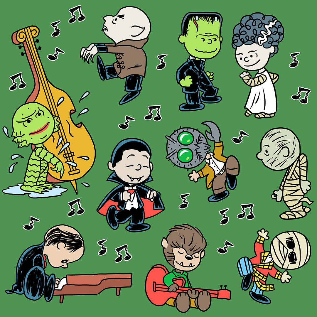 A Halloween take on the Peanuts gang. Art by Kerry Callen