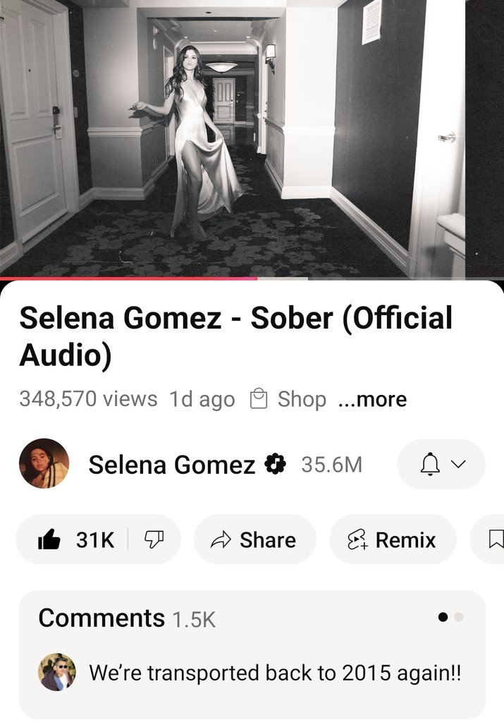SelenaChina0722's tweet image. sober the hit that you are✨

the 10-year-old song recieved 320k views in first 24 hours (audio version)