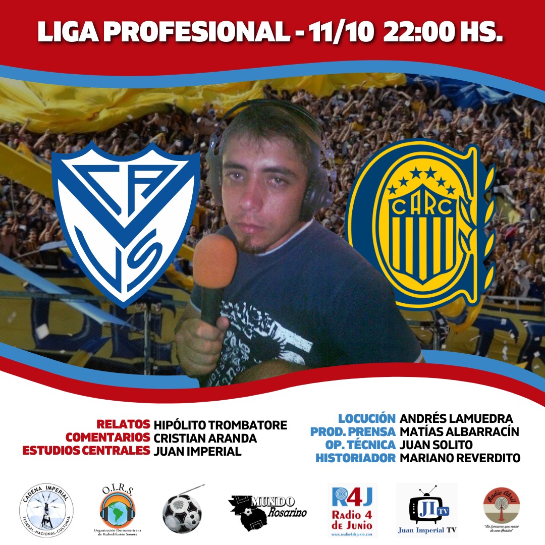 MundoRosarino's tweet photo. 📌 @Fpdelosarg - @mundorosarino
⏰ 22:00
⚽️ @Velez 🆚 @RosarioCentral
🏆 @LigaAFA
🗣️ @HTrombatore
🎙️ @CRACSP
📻 @radio4dejunio, @juanimperialtv, @cadenaimperial y @oirsarg
💻 https://t.co/YA4AOc5Ngu - https://t.co/zTnP94BX5w https://t.co/QVLpmbRs2r