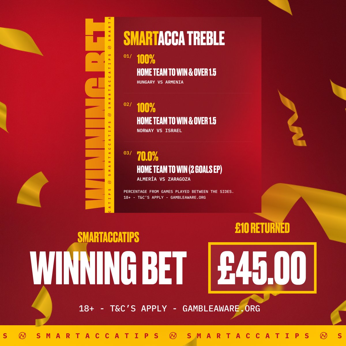SmartAccaTips's tweet image. 💥 7/2 & 15/8 DOUBLE BOOM!!!!!
👀 So close to levels 3 & 4...
💚 LIKE FOR AN OVERNIGHT TREBLE!