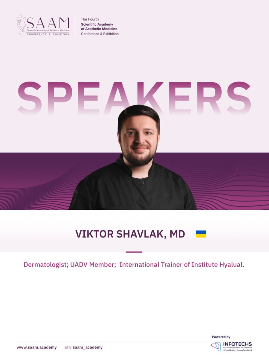 Dr. Viktor Shavlak will be speaking at SAAM2025! 🎙️

Get ready for inspiring lectures, live workshops, and great networking in aesthetic medicine ✨

🔗 Register Now: saam.academy/register/

🗓 November 6-8, 2025
📍 Fairmont Hotel, Riyadh, SA

#SAAM2025 
#Dermatology
