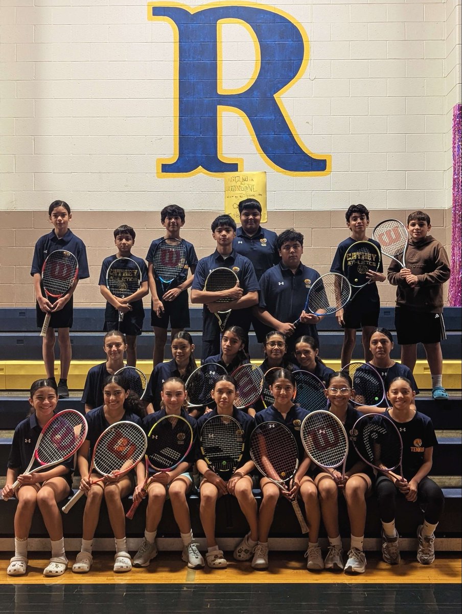 Athletics_CMS1's tweet photo. 🎾 Congratulations to our Cathey Tennis Team! 💙💛

Our Cobras gave it their all at today’s tournament, showcasing focus, resilience, and competitive spirit on the courts! 🐍👏

A special shoutout to Noa Honrubia for earning 3rd place in singles, and to Ryan Bower and Alejandro Alaniz for placing 3rd in 7th Grade Boys Doubles! 🥉🔥

We’re proud of all our athletes for representing Cathey with pride and heart! 💪 #ALLIN.