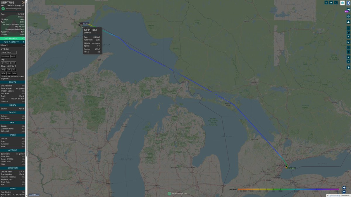 steffanwatkins's tweet photo. ๐จ๐ฆ #CANSOFCOM-contracted King Air C-FDNE #C00943 as #SEPTR61; flew from Trenton to Billy Bishop yesterday late, and on to Thunder Bay today, and now on to..?; odd for a Saturday. Although, big game hunting opened today in Ontario. ๐ค
https://t.co/4afXOzGI8U #427Sqn #427SOAS https://t.co/9ALZYExiKW
