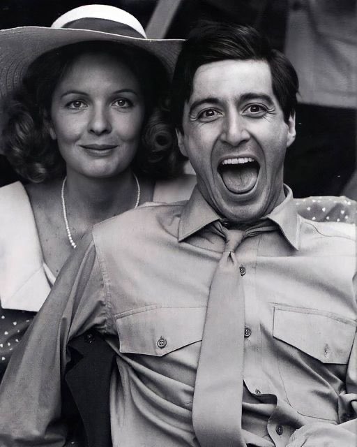 Diane Keaton &amp; Al Pacino on the set of THE GODFATHER (1972).