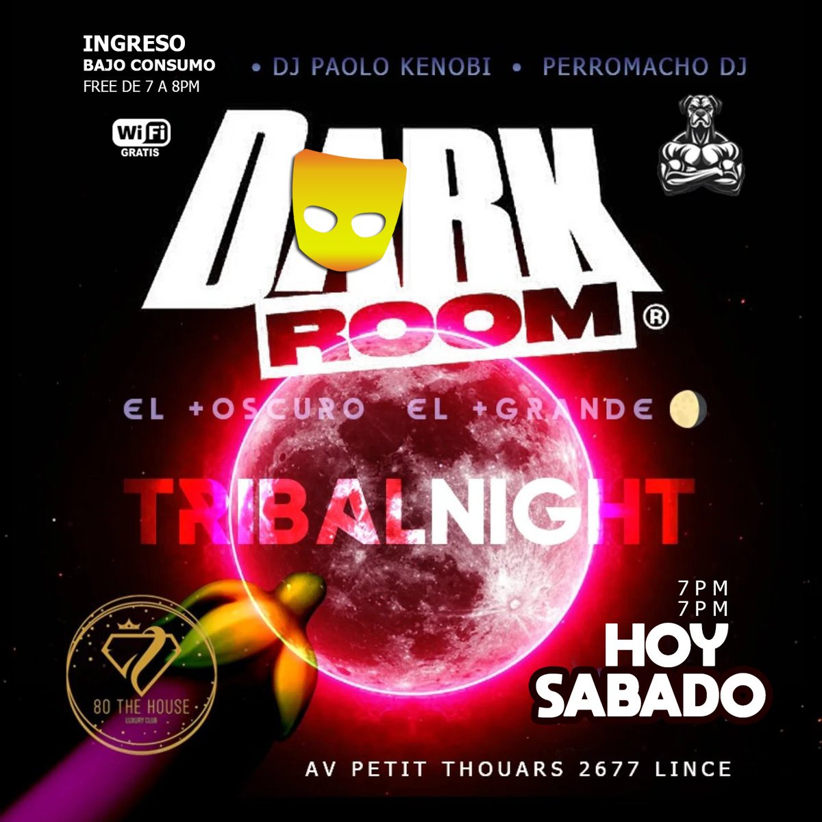 HOY SÁBADO 11 OCt Desde 7pm
80TheHouse LinceArde🥵
Vuelve! El +Oscuro El +Grande
D A R K R O O M🌒 TribalNight DJ
Wifi Gratis! Activa tu Grindr Aquí Hay Sitio! Ingreso FREE de 7 a 8pm. Av Petit Thouars 2677 Lince +Info Wspp 963002902