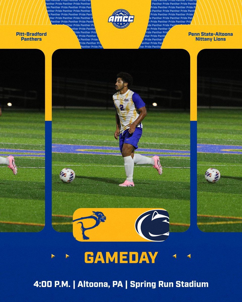 UPB_Panthers's tweet photo. Gameday: @UPB_MSOC at @PSAltoonaLions
4:00 p.m. | Altoona, PA | Spring Run Stadium
🎥 - https://t.co/H0BrCHRdDD 
🔢 - https://t.co/qHsEcYzZew https://t.co/rGqJVXpRny