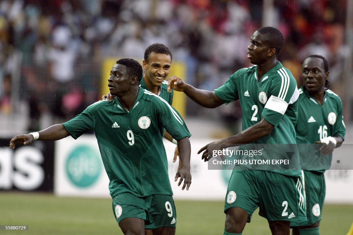 oluwashina's tweet image. Oruma, Yobo &amp;amp; Odemwingie celebrate with Martins who scored Nigeria&apos;s opener during the World Cup qualifier v Zimbabwe in Abuja. Nigeria won 5-1 to equal the same points as Angola and with goal superiority, but lost the World ticket to Angola following new FIFA head-to-head rules.