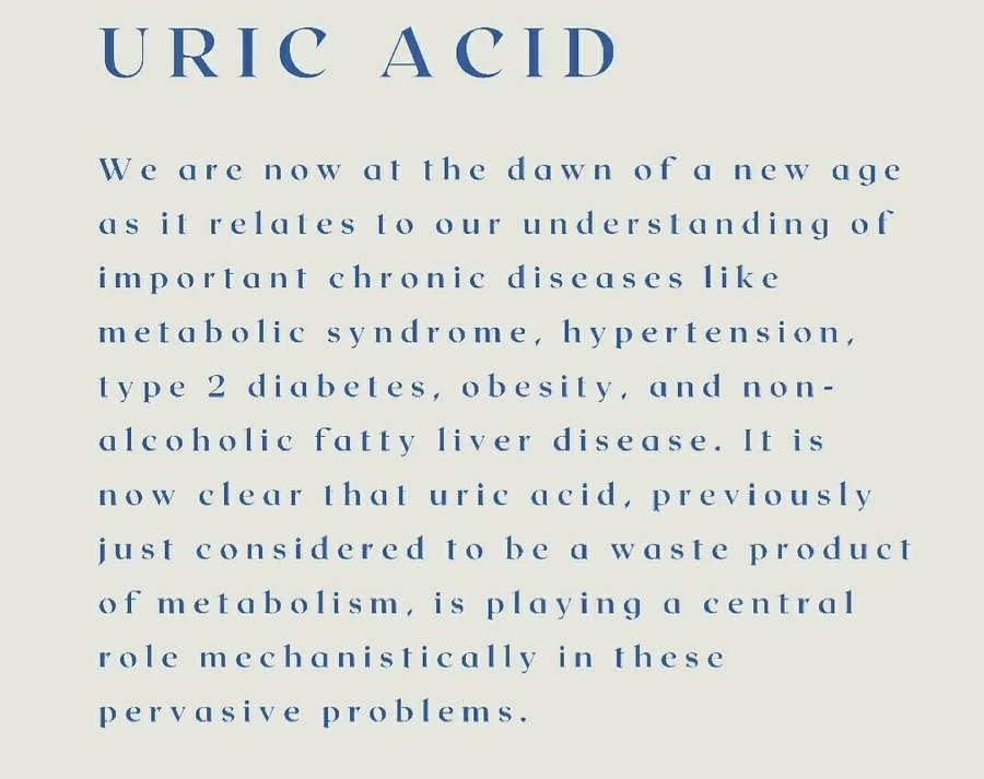 robertlufkinmd's tweet photo. The growing appreciation
of the importance of the role
uric acid plays in metabolic health. https://t.co/dAKQpafPGo