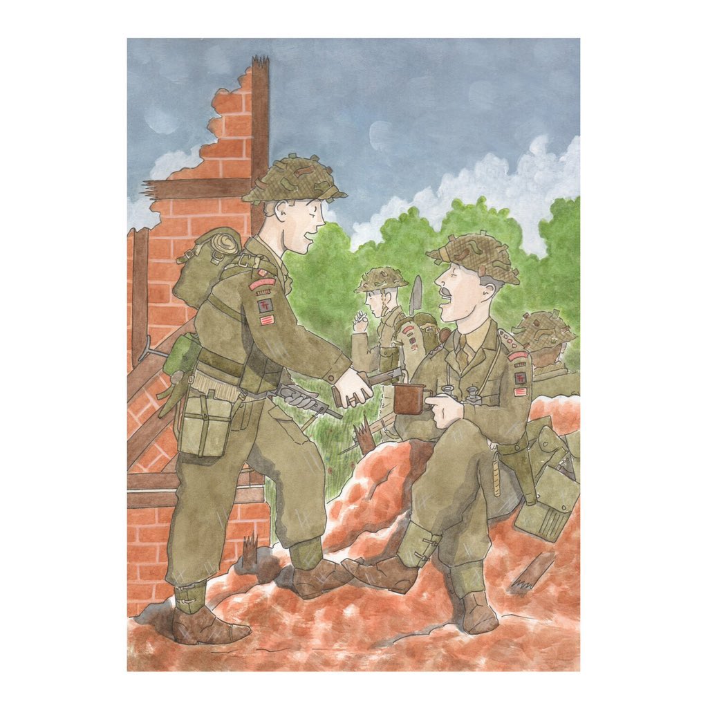 TJGodden's tweet photo. I’M NOT GOING TO ASK

In a snatched moment of respite during the advance through Normandy a subaltern of 2 DEVONS shares a drop of found Calvados with his company commander.

#ww2 #Normandy44 #illustration https://t.co/LiO1KJHHHz