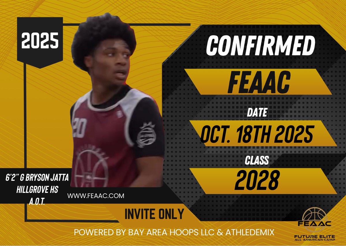 BayAreaHoopsfl's tweet photo. Confirming 6’2” G Bryson Jatta (GA) @BrysonJatta1 @FEAACamp #FEAAC 

@bigsmoove07 @make5media @HillgroveMBB https://t.co/tAAZ7vhmBO