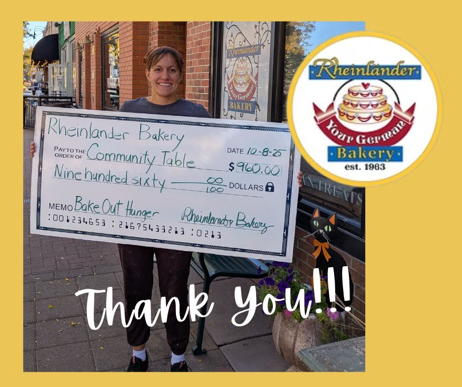 Many thanks to Rheinlander Bakery for hosting Bake Out Hunger. Every featured cupcake sold contributed $1.00 to help feed those in need in our community, providing nearly 3,000 meals! We so appreciate their ongoing support and dedication to raising awareness about hunger.