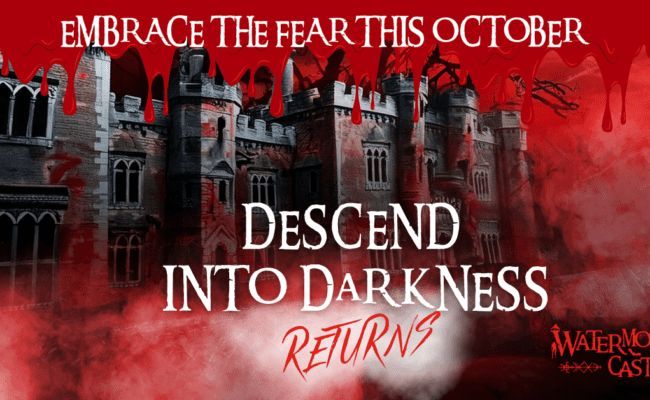 Descend into Darkness is back at Watermouth Castle in the evenings on dates from 17 Oct, more terrifying and immersive than ever. A chilling labyrinth of live actors, gore, darkness, and jump scares. Suitable for 12+. Book online. #watermouthcastle #visitdevon