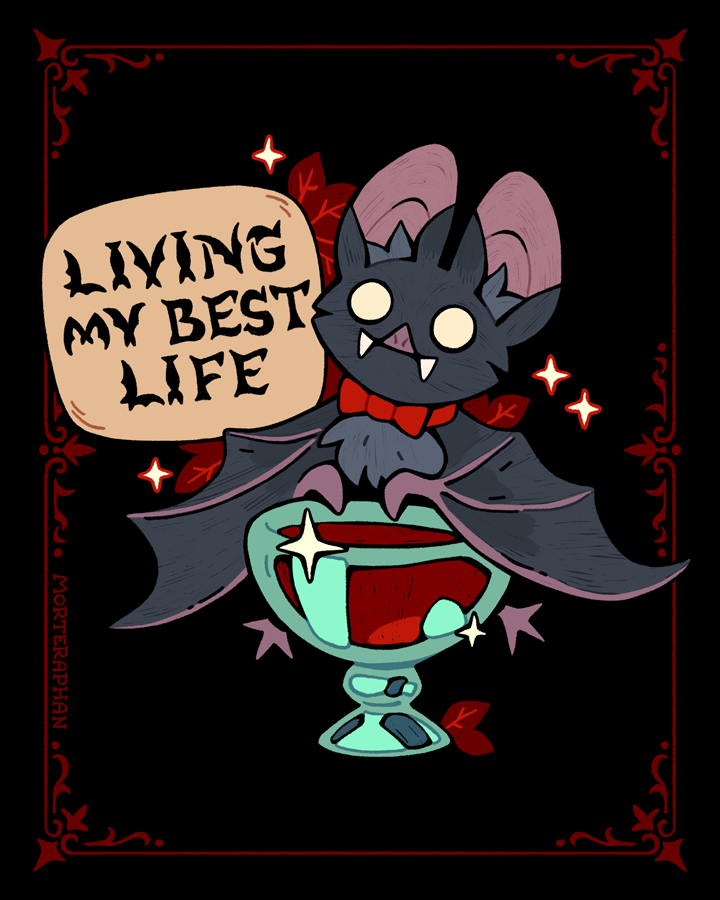 morteraphan's tweet image. It&apos;s a spooky month, so it&apos;s time to treat yourself with something cute! How about some bat prints? 🦇🍷
[links below!]