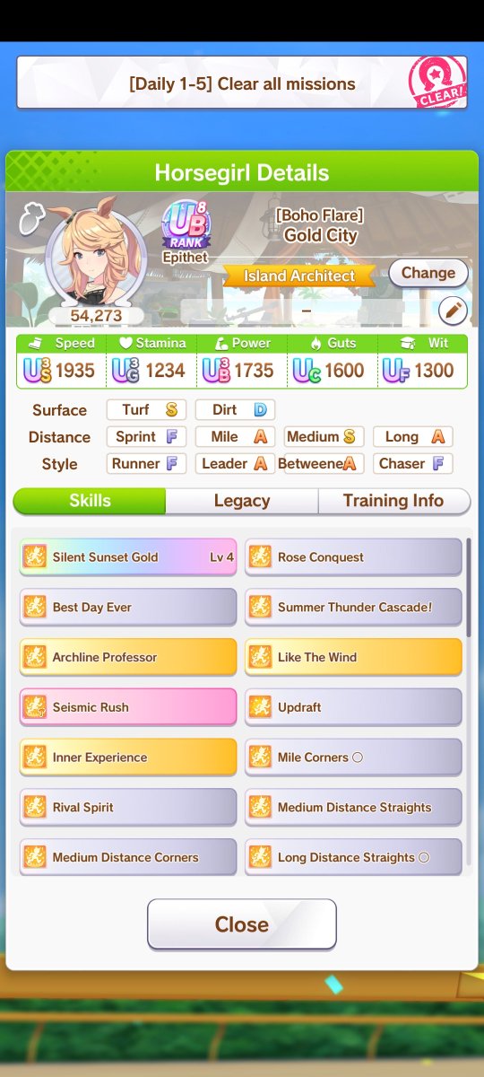 darumiamemiya's tweet image. I&apos;ve been maxing 4/5 stats in my runs pretty often #gettingbetter