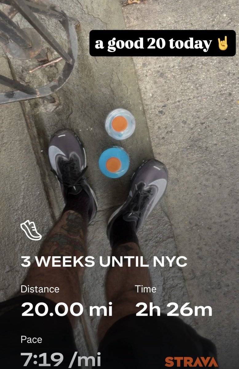 furlongofficial's tweet photo. Solid 20 miles today, 3 WEEKS UNTIL NYC MARATHON 🤘 My fundraising link is here if you’d like to donate, see ya out there 👍 https://t.co/pQd0tTPYph https://t.co/WbY38jKj4Z
