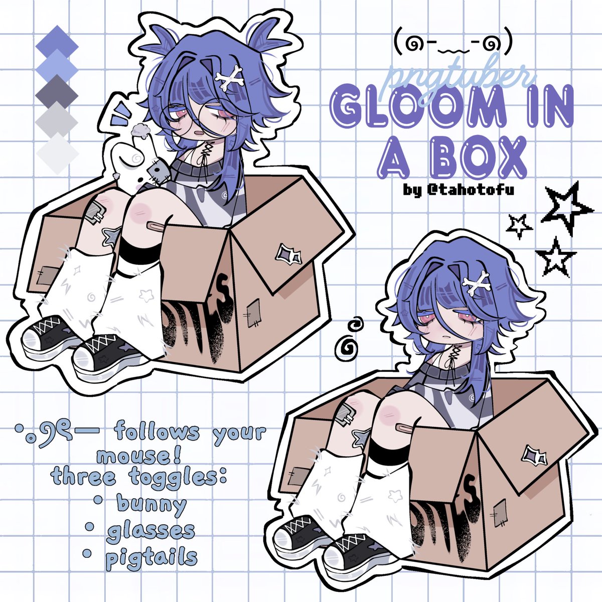 pre-made pngtubers available on my shop now !! ( ᵒ̴̶̷̤⌔ᵒ̴̶̷̤ )

#pngtuber #artistsontwitter #commissionsopen