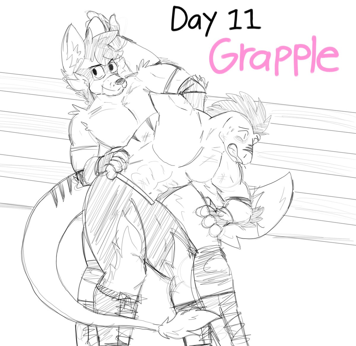 Fightober Day 11 - Grapple! 

Ft. <a href="/DerpyDevin/">Devin,The Derpy Raptor</a> caught in a tight abdominal stretch! I think it's only a matter of time until he taps now 😈

#Fightober2025 #FFF