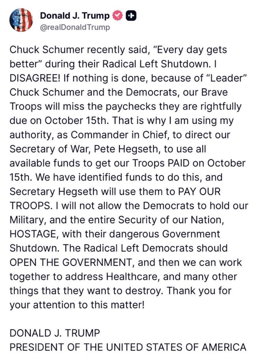 Rachel_7492's tweet image. Ooh I bet the left is FUMING over this!  First he pays WIC and now the troops!  What leverage will they pull now to try and get us to cave to their demands?