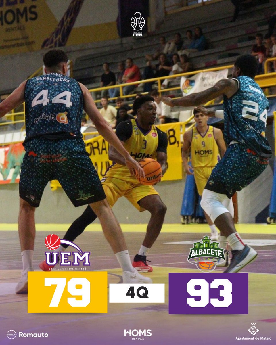 🚨 Final al Palau  | #2aFEB J2
🏀 Mataró <a href="/HomsRentals/">Homs Rentals</a> 79 - 93 Albacete

Ens posem a partit als darrers instants però no aconseguim capgirar el marcador.
La setmana que ve hi tornem a la pista del Benicarló.

💪🏻 Seguim treballant. Junts, equip!
👏🏻 Gràcies Palau!
#somgrocs💛💜
