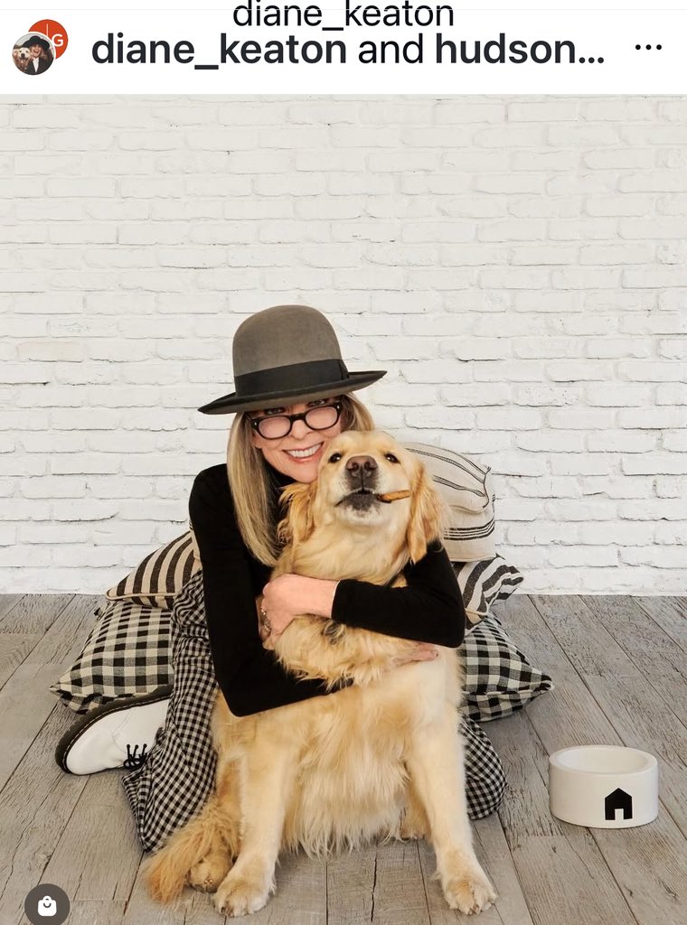venetianblonde's tweet image. Diane Keaton&apos;s last Instagram post—she loved using the app—was of her beloved dog Reggie, wishing us all a happy National Pet Day.

May Diane&apos;s children, family, friends and Reggie know how many folks are thinking of her today with admiration, respect, and love.
❤️🐶