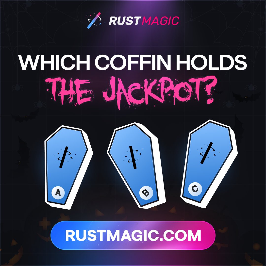 RustMagicCom's tweet image. Which coffin hides the prize? ⚰️

Drop your best guess + RM ID for a chance to win some balance!
