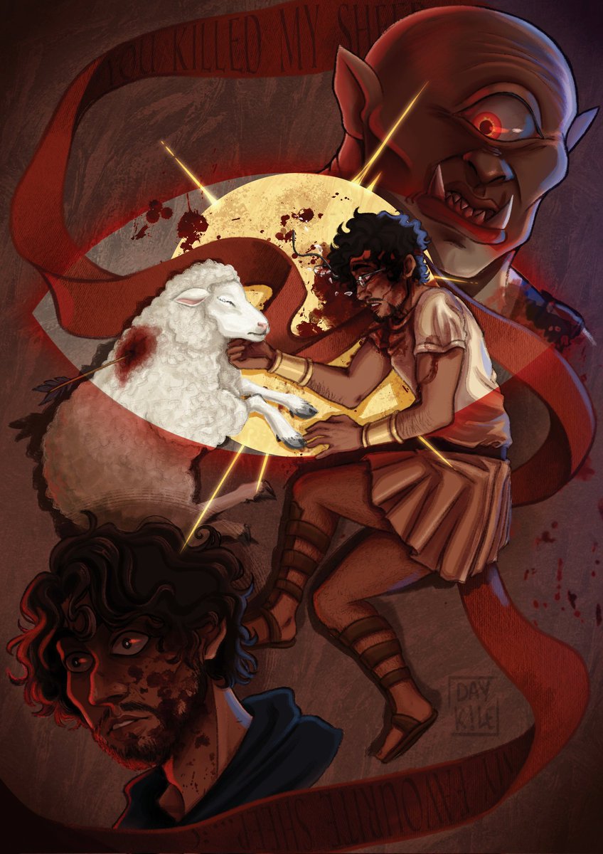 daykile's tweet photo. I can finally show you the illustration I made for @mantomonster fanzine! 👁️

The song I was assigned was "Survive," and obviously I had to take the opportunity to draw our favorite pancake and make some emotional damage 😈

#epic #epicthemusical https://t.co/2a9WIxDlw6