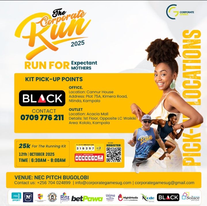 Run for Expectant Mothers <a href="/CorporateGamesU/">Corporate Games UG 🇺🇬</a> together with other partners have arranged a Run for Expectant Mothers. Lets run for apurpose tomorrow. 
<a href="/Baligye_Ronald1/">Baligye Ronald</a> 
<a href="/nemaug/">National Environment Management Authority (NEMA)</a> 
<a href="/NBSportUg/">NBS Sport</a>
<a href="/UgandaRedCross/">Uganda Red Cross Society</a> 
<a href="/UgandaEC/">The Electoral Commission - Uganda</a>  see you all tomorrow!
