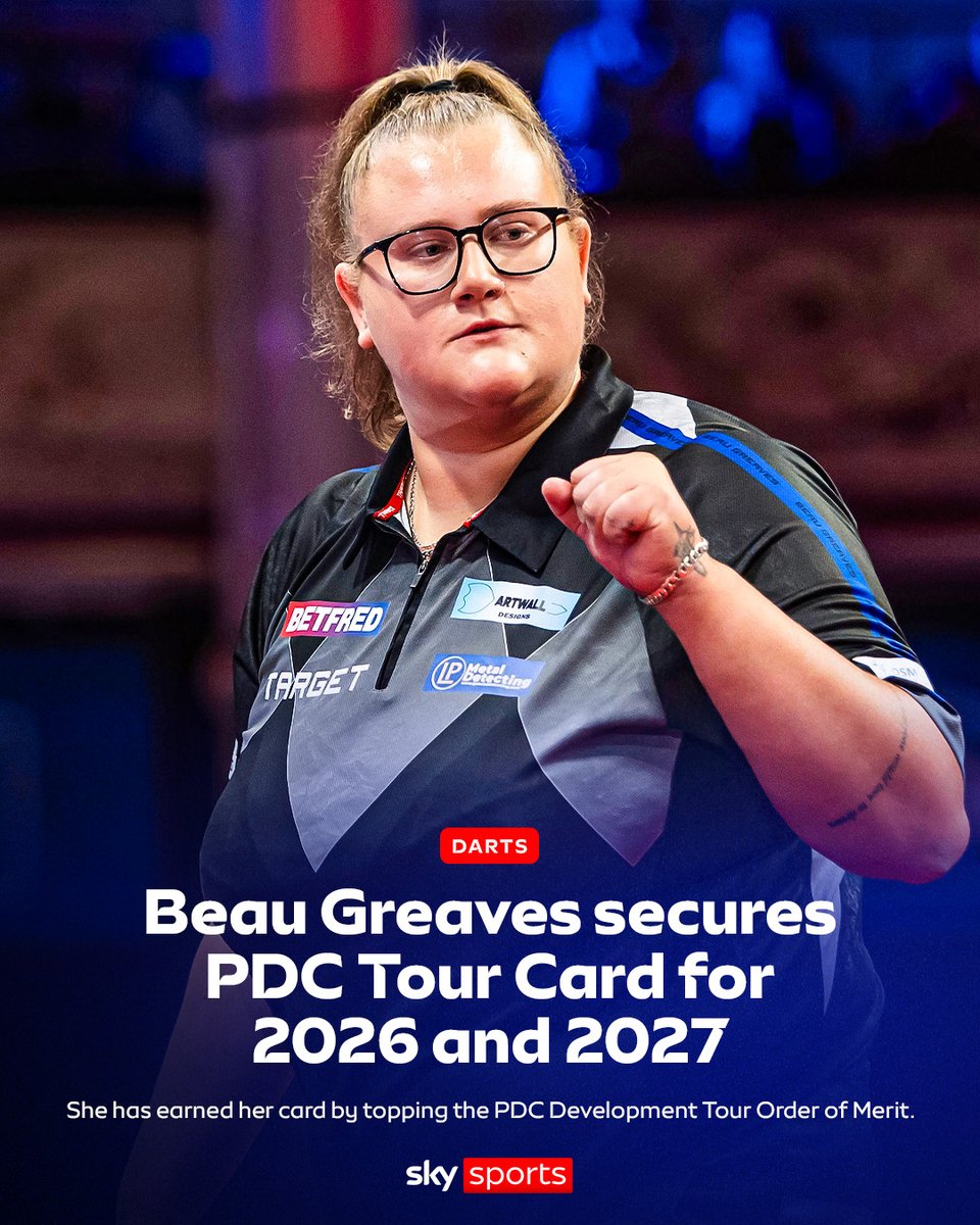 SkySportsDarts's tweet photo. Beau Greaves has qualified to receive a PDC Tour Card for 2026-27 🚨👏 https://t.co/9AiOWDHjmv