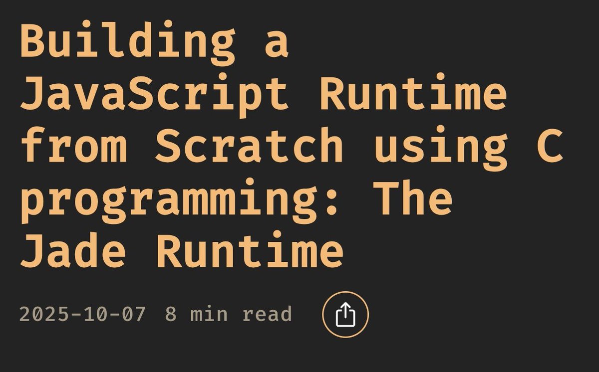 charliesbot's tweet image. Como construir un runtime para JavaScript desde cero con C
devlogs.xyz/blog/building-…