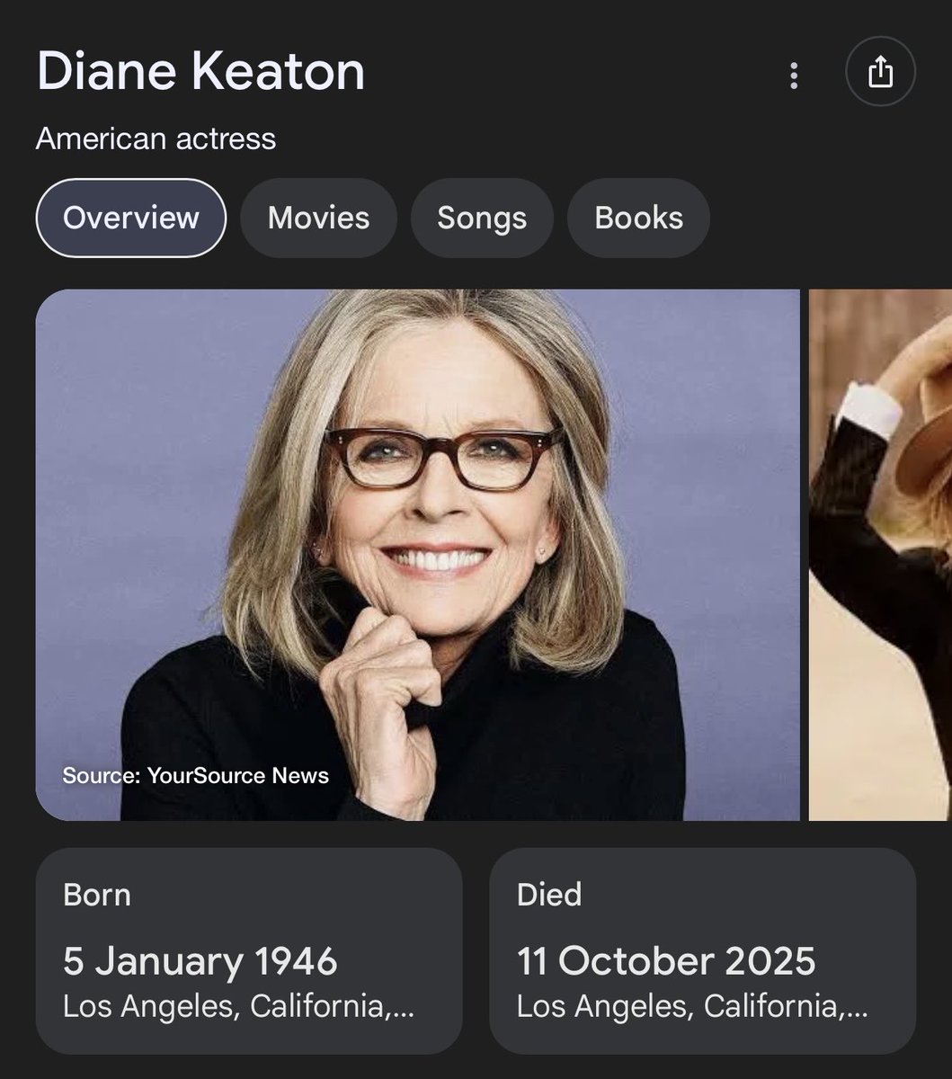BREAKING NEWS: Actress Diane Keaton has died