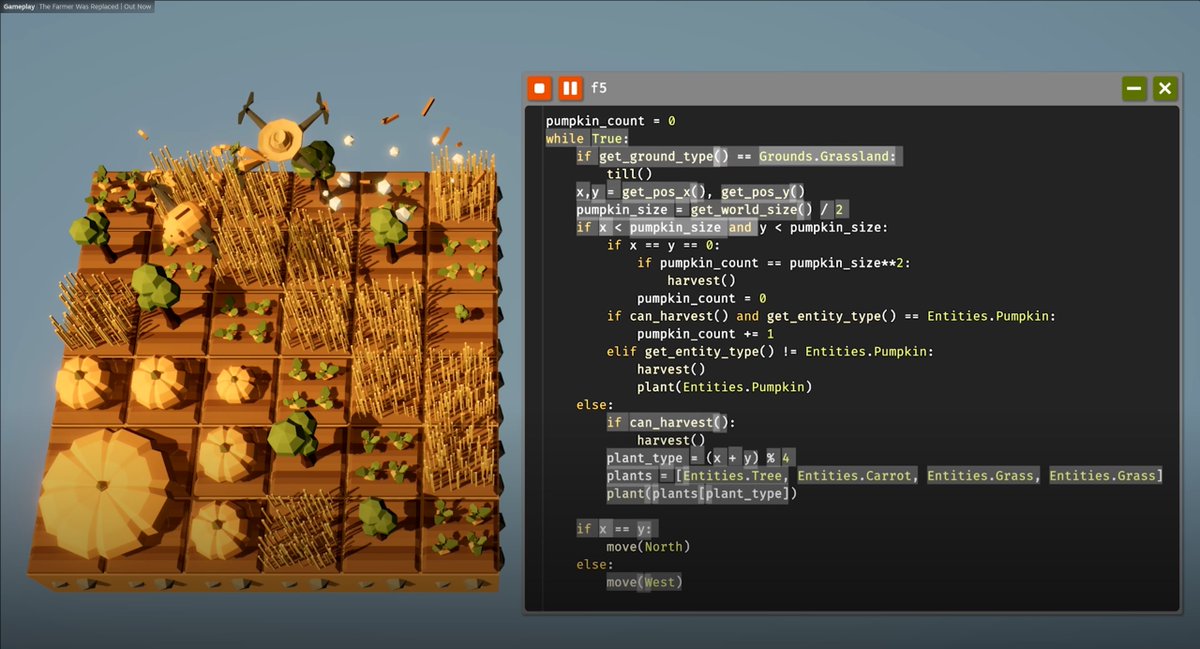 ChShersh's tweet image. Babe, wake up. A Python alternative to Scratch just dropped on Steam.
You can vibe code your own farm now.