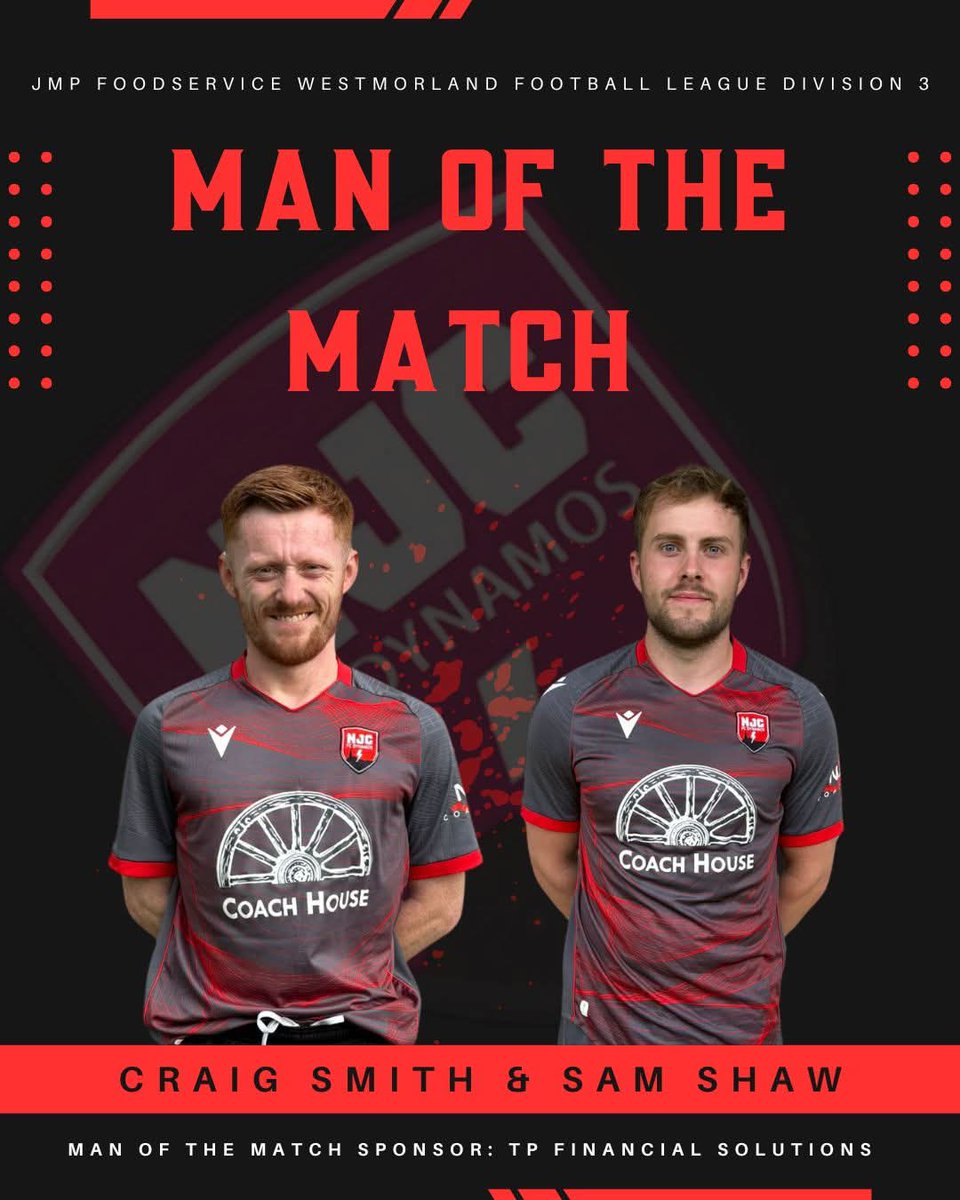 ᴍᴀɴ ᴏꜰ ᴛʜᴇ ᴍᴀᴛᴄʜ

We couldn't separate them, so both Craig and Sam are today's joint Man of the Match.

🤝 2025-2026 Man of the Match Sponsor: TP Financial Solutions