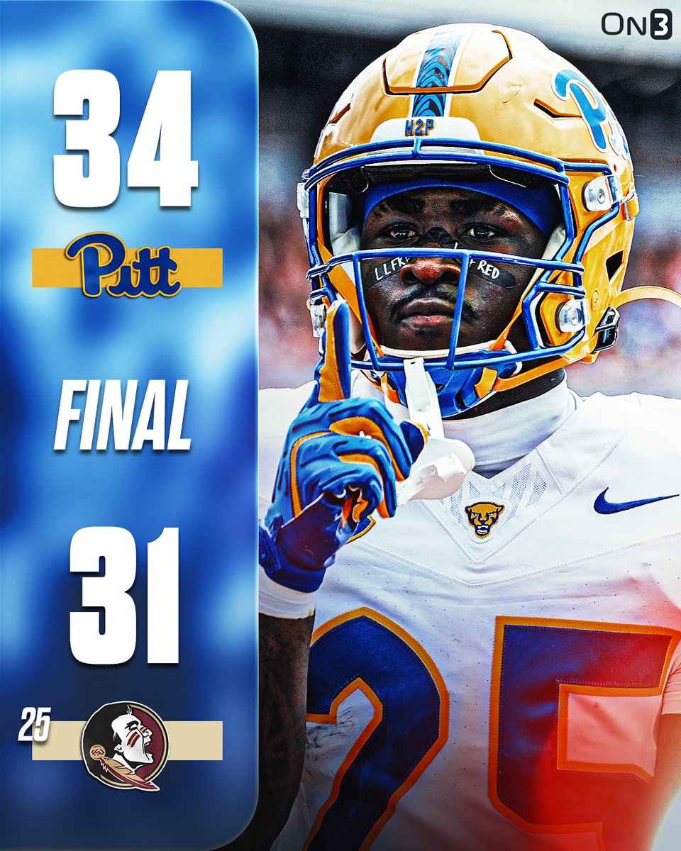 On3 (@on3sports) on Twitter photo Pitt BEATS No. 25 Florida State to hand the Seminoles their 8th consecutive ACC loss😬
(h/t <a href="/Brett_McMurphy/">Brett McMurphy</a>)
on3.com/sites/pitt-spo… Pitt BEATS No. 25 Florida State to hand the Seminoles their 8th consecutive ACC loss😬
(h/t <a href="/Brett_McMurphy/">Brett McMurphy</a>)
on3.com/sites/pitt-spo…