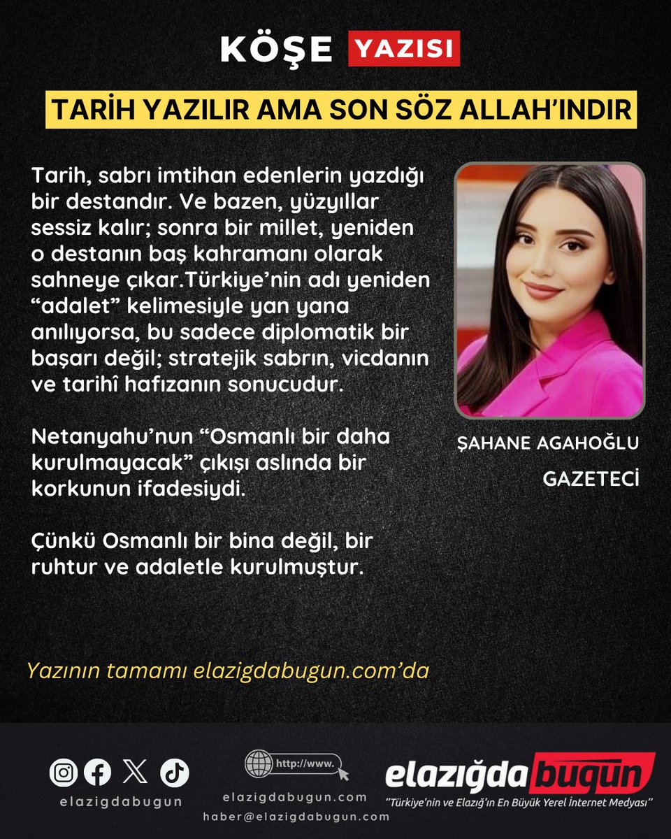 Yazarımız Şahane Agahoğlu'nun yorumuyla
elazigdabugun.com/kose_yazisi_de…